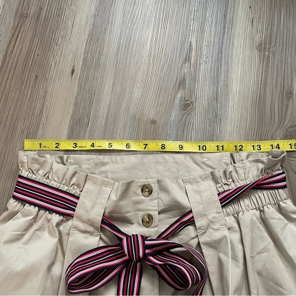 Tommy Hilfiger Cotton Midi skirt Tan Front Buttons Size 8 Preppy Pockets Belted - Picture 6 of 9